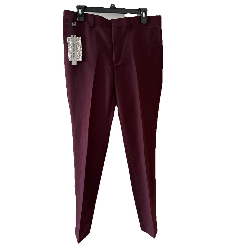 Vinci Pants Mens 34x32 Burgendy Stretch Trousers UltraSlim Performance NWT $89‎